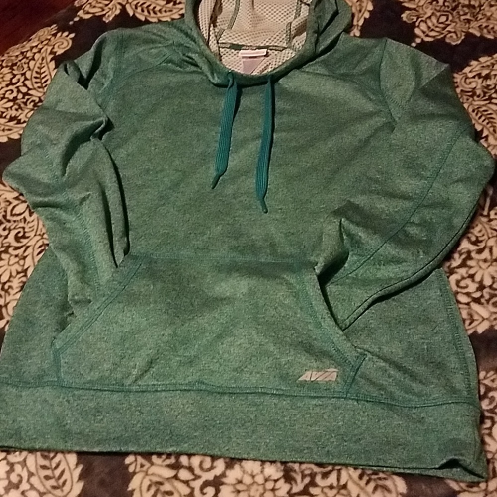 Blue/teal hoodie, size medium, worn once.
